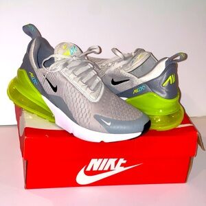Nike Kids Air Max 270 Gray and Lime Sneakers